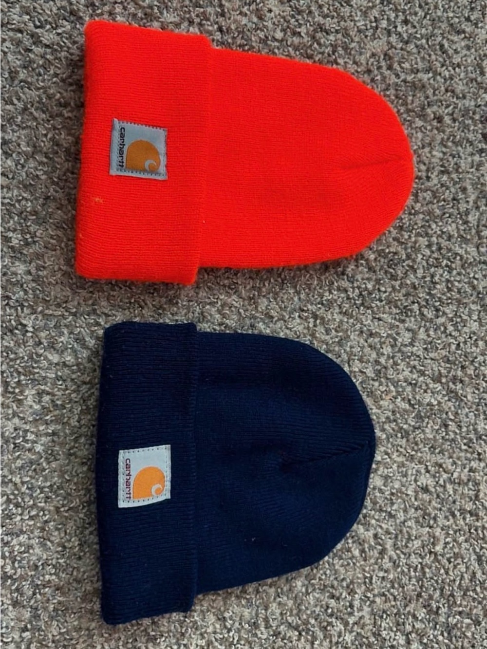 Carhartt Kids Fold-Up Beanie Hat in Orange and Navy
